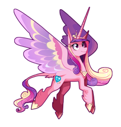 Size: 1984x2079 | Tagged: safe, artist:frogbians, princess cadance, alicorn, classical unicorn, pony, unicorn, cloven hooves, female, floating, hoof shoes, jewelry, leg fluff, leonine tail, long horn, mare, simple background, smiling, solo, spread wings, transparent background, unshorn fetlocks, wings