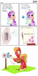 Size: 1100x2178 | Tagged: safe, big macintosh, fluttershy, princess cadance, alicorn, earth pony, pony, crown, female, fluttershy's letter, forced meme, freckles, glowing horn, hokuto no ken, hoof hold, horn, ink, japanese, jewelry, letter, levitation, magic, mailbox, male, mare, meme, multicolored mane, onomatopoeia, open mouth, orange mane, orange tail, pink coat, purple eyes, quill, raised hoof, raised leg, red coat, regalia, shocked, simple background, sitting, smiling, stallion, surprised, telekinesis, text, unshorn fetlocks, white background, wings, you are already dead