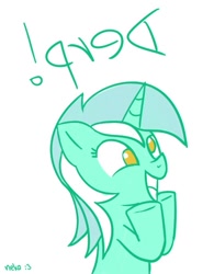 Size: 389x500 | Tagged: safe, artist:mcsadat, lyra heartstrings, pony, unicorn, ask lyra, derp, no pupils, simple background, smiling, solo, white background