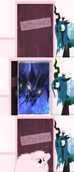 Size: 649x1497 | Tagged: safe, queen chrysalis, oc, oc:fluffle puff, changeling, changeling queen, beast hunters, fluffle puff's closet, predaking, transformers, transformers prime