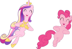 Size: 854x581 | Tagged: safe, artist:ghostbusters2, pinkie pie, princess cadance, alicorn, pony, a canterlot wedding, bipedal, cute, cutedance, dancing, diapinkes, simple background, transparent background, vector