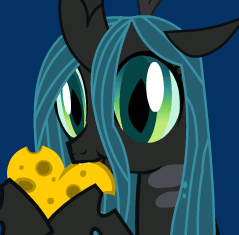 Size: 239x235 | Tagged: safe, artist:dabernd, queen chrysalis, changeling, changeling queen, animated, cheese, cute, cutealis, ear twitch, heart, nom, solo, vibrating