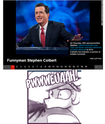 Size: 504x593 | Tagged: safe, princess celestia, alicorn, pony, exploitable meme, meme, meta, obligatory pony, princess molestia, stephen colbert, the colbert report, tv meme