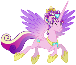 Size: 7100x6100 | Tagged: safe, artist:jordila-forge, princess cadance, alicorn, pony, games ponies play, absurd resolution, ceremonial headdress, colored wings, eyes closed, female, flying, gem, gradient wings, mare, simple background, solo, transparent background, vector