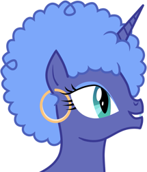 Size: 689x800 | Tagged: safe, artist:durger, princess luna, alicorn, pony, afro, alternate hairstyle, earring, s1 luna, simple background, solo, transparent background, vector