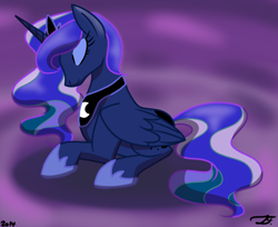 Size: 1024x837 | Tagged: safe, artist:quincydragon, princess luna, alicorn, pony, eyes closed, prone, solo