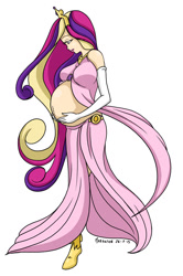 Size: 900x1354 | Tagged: safe, artist:marrazan, princess cadance, belly, belly button, humanized, pregnant, solo