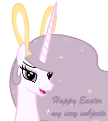 Size: 1193x1332 | Tagged: safe, artist:zacatron94, princess celestia, alicorn, pony, bunny ears, easter, looking at you, princess molestia, solo