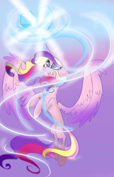 Size: 1234x1920 | Tagged: safe, artist:thalilly, princess cadance, alicorn, pony, crown, crystal heart, female, horn, mare, multicolored mane, solo