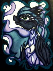 Size: 938x1250 | Tagged: safe, artist:saphiredragon16, princess luna, dragon, solo, species swap, traditional art