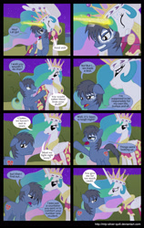 Size: 2000x3157 | Tagged: safe, artist:mlp-silver-quill, princess celestia, oc, oc:clutterstep, alicorn, pony, comic:a princess' tears, comic, magic, momlestia