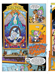 Size: 720x960 | Tagged: safe, idw, angel bunny, princess celestia, spike, star swirl the bearded, alicorn, dragon, pony, spoiler:comic, spoiler:comic18, idw advertisement, preview