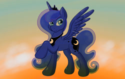 Size: 1024x650 | Tagged: safe, artist:springveil, princess luna, alicorn, pony, female, horn, mare, simple background, solo