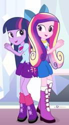 Size: 660x1200 | Tagged: safe, artist:dm29, princess cadance, twilight sparkle, equestria girls, boots, duo, equestria girls-ified, shoes, sunshine sunshine