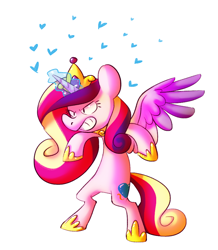 Size: 794x910 | Tagged: safe, artist:batlover800, princess cadance, alicorn, pony, bipedal, glare, gritted teeth, heart, magic, simple background, solo, spread wings, white background, wide eyes