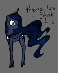 Size: 526x660 | Tagged: safe, artist:zacproductions, princess luna, alicorn, pony, simple background, slim, solo, space, thin legs