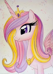 Size: 667x922 | Tagged: safe, artist:prettypinkpony, princess cadance, alicorn, pony, crown, female, horn, mare, multicolored mane, solo