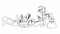 Size: 1280x720 | Tagged: safe, artist:darkflame75, princess luna, alicorn, pony, box, lunadoodle, mail, monochrome, sketch