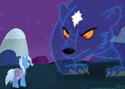 Size: 3500x2500 | Tagged: safe, artist:mikoruthehedgehog, derpibooru import, trixie, pony, unicorn, ursa minor, eye contact, female, high res, looking at each other, mare, night