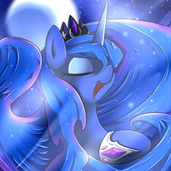 Size: 1250x1250 | Tagged: safe, artist:madacon, princess luna, alicorn, pony, eyes closed, female, mare, open mouth, singing, solo