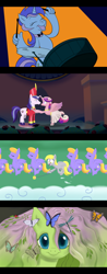 Size: 632x1620 | Tagged: safe, artist:sycotex-b, cloud kicker, derpy hooves, fluttershy, lyra heartstrings, princess cadance, shining armor, alicorn, butterfly, pegasus, pony, unicorn, carnival of the animals, disney, disney style, drums, fantasia, fantasia 2000, female, firebird suite, hand, mare, rhapsody in blue, spring sprite, style emulation, the steadfast tin soldier