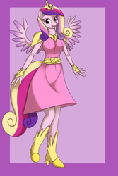 Size: 900x1350 | Tagged: safe, artist:hivelordlusa, artist:kloudmutt, edit, princess cadance, anthro, clothes, ponyrumi, solo