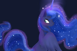 Size: 1500x1000 | Tagged: safe, artist:skunkwaffle, princess luna, alicorn, pony, female, horn, mare, simple background, solo