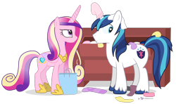 Size: 1350x800 | Tagged: safe, artist:dm29, princess cadance, shining armor, alicorn, pony, unicorn, caught, clothes, duo, simple background, socks, transparent background, unamused