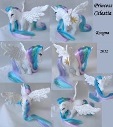 Size: 2430x2720 | Tagged: safe, artist:roogna, princess celestia, alicorn, pony, custom, female, horn, mare, multicolored mane, solo, toy, white coat