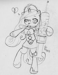 Size: 741x960 | Tagged: safe, artist:temper28, princess cadance, alicorn, pony, clothes, needle, nurse, solo, syringe