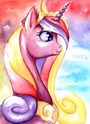 Size: 1889x2600 | Tagged: safe, artist:bellacielo, princess cadance, alicorn, pony, portrait, solo, traditional art