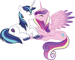 Size: 4292x3410 | Tagged: safe, artist:benybing, princess cadance, shining armor, alicorn, pony, unicorn, female, kissing, male, simple background, straight, transparent background, vector