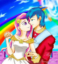 Size: 1080x1181 | Tagged: safe, artist:nancysauria, princess cadance, shining armor, humanized, sonic rainboom