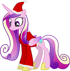 Size: 886x901 | Tagged: safe, artist:sakatagintoki117, princess cadance, alicorn, pony, christmas, clothes, costume, hat, holiday, santa costume, santa hat, simple background, solo, transparent background, vector