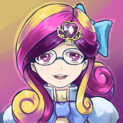 Size: 700x700 | Tagged: safe, artist:saturnspace, princess cadance, glasses, humanized, solo