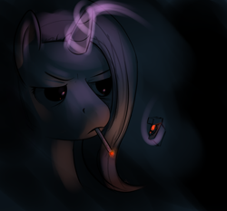 Size: 1981x1845 | Tagged: safe, artist:welcometodai, derpibooru import, trixie, pony, unicorn, cigarette, female, lighter, magic, mare, never knows best, smoking, solo, telekinesis