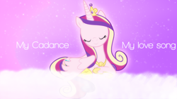 Size: 1920x1080 | Tagged: safe, princess cadance, alicorn, pony, crown, female, horn, mare, multicolored mane, solo, wallpaper