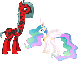 Size: 4000x3126 | Tagged: safe, artist:scourge707, princess celestia, oc, alicorn, giraffe, pony