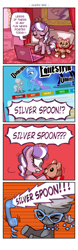 Size: 504x1610 | Tagged: safe, artist:emlan, derpibooru import, diamond tiara, silver spoon, trixie, earth pony, pony, unicorn, bed, blackletter, comic, computer, equestria daily, female, filly, gritted teeth, laptop computer, phone, telephone, yelling