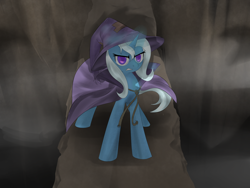 Size: 4000x3000 | Tagged: safe, artist:prozenconns, derpibooru import, trixie, pony, unicorn, balrog, bridge, colored pupils, female, gandalf, gritted teeth, lord of the rings, mare, solo, you shall not pass