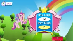 Size: 1136x640 | Tagged: safe, screencap, princess cadance, alicorn, pony, butterfly wings, clear the skies, gameloft, wat, you had one job