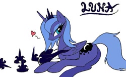 Size: 600x365 | Tagged: safe, artist:ricedawg, princess luna, alicorn, pony, butt, colored, heart, plot, s1 luna, solo