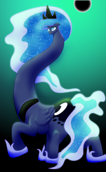 Size: 1278x2074 | Tagged: safe, artist:abductionfromabove, princess luna, alicorn, pony, impossibly long neck, long neck, princess luneck, solo, wat