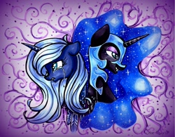 Size: 2197x1713 | Tagged: safe, artist:frostykat13, nightmare moon, princess luna, alicorn, pony, crying, traditional art