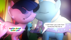 Size: 900x506 | Tagged: safe, artist:illu-mint, derpibooru import, rainbow dash, spike, trixie, twilight sparkle, dragon, pegasus, pony, female, gmod, kissing, lesbian, mare, shipping, twixie