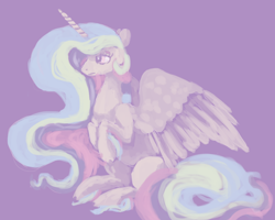 Size: 2500x2000 | Tagged: safe, artist:weepysheep, princess celestia, alicorn, pony, female, horn, limited palette, mare, multicolored mane, solo, white coat