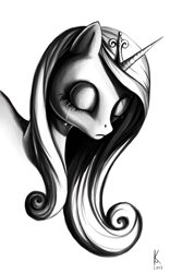 Size: 1500x2400 | Tagged: safe, artist:denshi-lie, princess cadance, alicorn, pony, crying, monochrome, portrait, solo