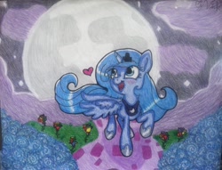 Size: 1706x1300 | Tagged: safe, artist:ravenbird14, princess luna, alicorn, pony, moon, night, solo, traditional art