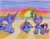 Size: 1012x789 | Tagged: safe, artist:the1king, princess luna, oc, oc:azure night, oc:seline, alicorn, pony, azuna, beach, buried, canon x oc, daughter, father and child, father and daughter, female, filly, male, mother and child, mother and daughter, next generation, ocean, offspring, parent and child, parent:oc:azure night, parent:princess luna, parents:azuna, parents:canon x oc, shipping, straight, sunset, traditional art