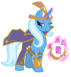 Size: 1100x1200 | Tagged: safe, artist:virenth, derpibooru import, trixie, pony, unicorn, clothes, costume, crossover, female, league of legends, leblanc, magic, mare, simple background, solo, transparent background